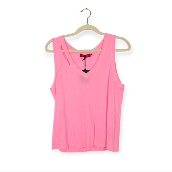 NWT n:Philanthropy Neon Pink Pepper V-Neck Tank Top Size S - Picture 1 of 9